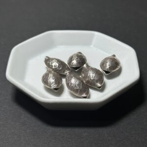 泰國清邁手工銀配件｜馬眼形捶打紋通孔珠 1入｜串珠材料