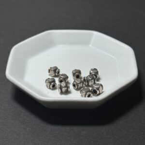 泰國清邁手工銀配件｜方塊雙圈通孔珠 1入｜串珠材料
