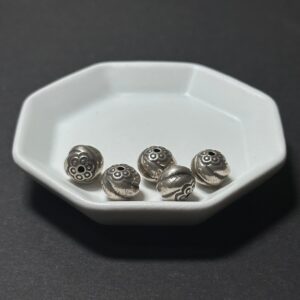 泰國清邁手工銀配件｜螺紋上下花瓣通孔珠 1入｜串珠材料
