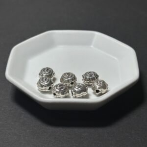 泰國清邁手工銀配件｜花形饅頭通孔珠 1入｜串珠材料
