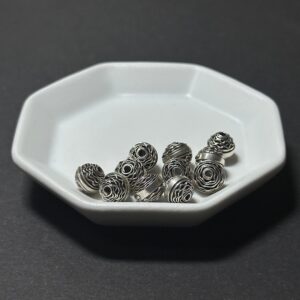 泰國清邁手工銀配件｜片狀摺疊花通孔珠 1入｜串珠材料