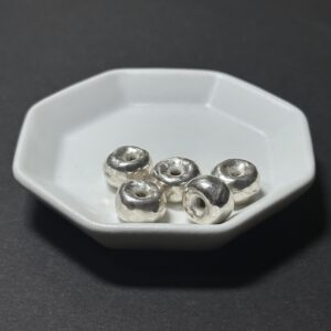 泰國清邁手工銀配件｜扁筒凹面捶打紋通孔珠 1入｜串珠材料