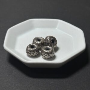 泰國清邁手工銀配件｜扁筒捶打紋通孔珠 1入｜串珠材料