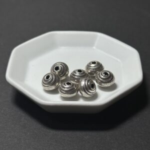 泰國清邁手工銀配件｜飛碟形螺紋通孔珠 1入｜串珠材料