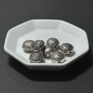 泰國清邁手工銀配件｜八邊形雙面花瓣通孔珠 1入｜串珠材料