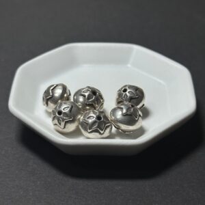 泰國清邁手工銀配件｜飛碟形雙面六辦花通孔珠 1入｜串珠材料