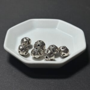 泰國清邁手工銀配件｜飛碟形平面六辦花通孔珠 1入｜串珠材料