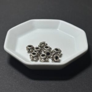 泰國清邁手工銀配件｜五個圓形環繞通孔珠 1入｜串珠材料