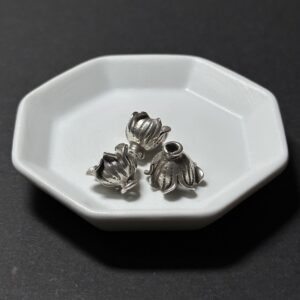 泰國清邁手工銀配件｜立體花形通孔珠 1入｜串珠材料