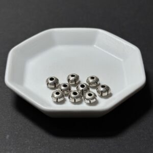 泰國清邁手工銀配件｜扁形五瓣通孔珠 1入｜串珠材料