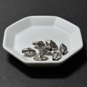 泰國清邁手工銀配件｜菱形摺紙雕花通孔珠 1入｜串珠材料