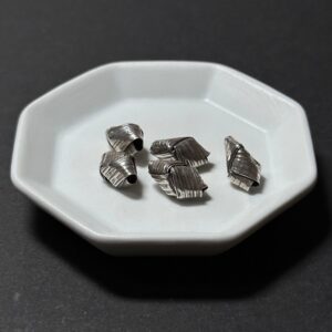 泰國清邁手工銀配件｜菱形摺紙條紋通孔珠 1入｜串珠材料