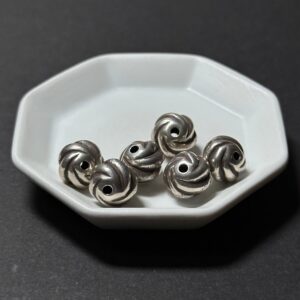 泰國清邁手工銀配件｜大螺旋紋路通孔珠 1入｜串珠材料