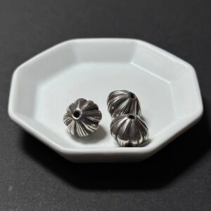 泰國清邁手工銀配件｜飛碟形線紋通孔珠 1入｜串珠材料
