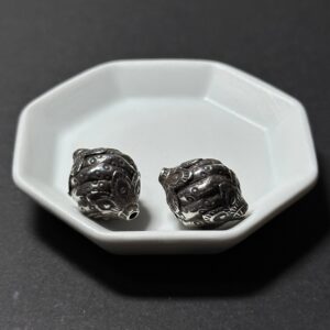 泰國清邁手工銀配件｜上下六瓣花裝飾通孔珠 1入｜串珠材料