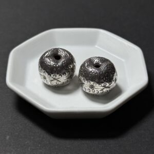 泰國清邁手工銀配件｜雕花老形通孔珠 1入｜串珠材料