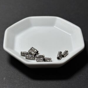 泰國清邁手工銀配件｜桶狀葉子雕花通孔珠 1入｜串珠材料