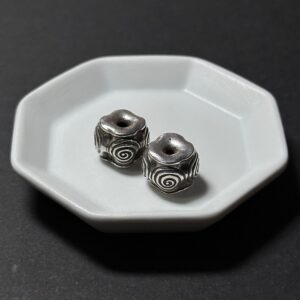 泰國清邁手工銀配件｜方塊凹凸螺紋通孔珠 1入｜串珠材料