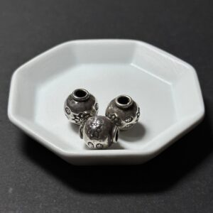 泰國清邁手工銀配件｜燈籠狀雕花通孔珠 1入｜串珠材料