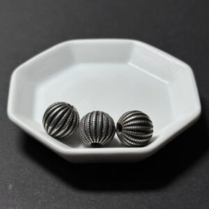 泰國清邁手工銀配件｜圓形線雕通孔珠大 1入｜串珠材料