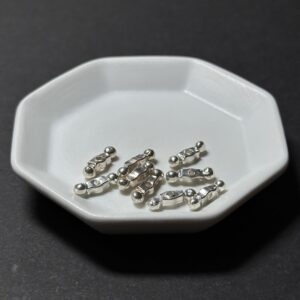 泰國清邁手工銀配件｜兩頭圓球長方通孔珠 1入｜串珠材料