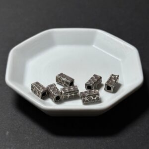 泰國清邁手工銀配件｜長方捶打紋通孔珠 1入｜串珠材料