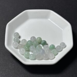天然翡翠配件｜冰白豆綠翡翠圓珠 5mm 1粒｜串珠材料
