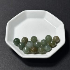 天然翡翠配件｜冰糯油青翡翠圓珠 7.5mm 1粒｜串珠材料
