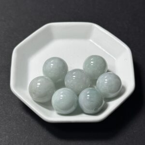 天然翡翠配件｜豆綠糯底翡翠圓珠 14mm 1粒｜串珠材料