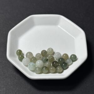 天然翡翠配件｜油青白翡翠圓珠 5mm 1粒｜串珠材料
