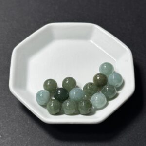 天然翡翠配件｜油青混彩翡翠圓珠 7.5mm 1粒｜串珠材料