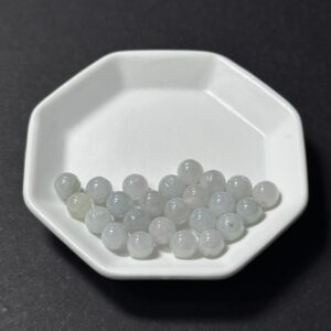 天然翡翠配件｜青白細糯翡翠圓珠 6mm 1粒｜串珠材料