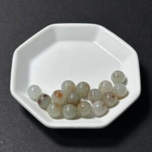 天然翡翠配件｜晴底紅花灑金細糯翡翠圓珠 7mm 1粒｜串珠材料