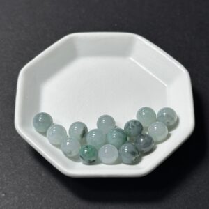 天然翡翠配件｜緬藍底飄花冰糯圓珠 7.5mm 1粒｜串珠材料