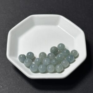 天然翡翠配件｜緬藍綠細糯翡翠圓珠 7mm 1粒｜串珠材料