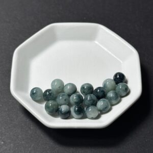 天然翡翠配件｜藍飄花細糯翡翠圓珠 6mm 1粒｜串珠材料