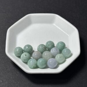 天然翡翠配件｜糯種豆綠春紫翡翠珠 7.5mm 1粒｜串珠材料