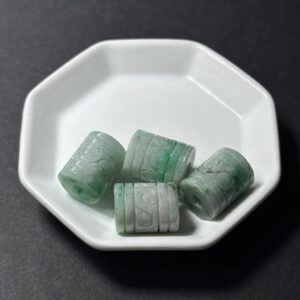 天然翡翠配件｜翡翠復古紋路桶珠 11x11x14mm 1粒｜串珠材料