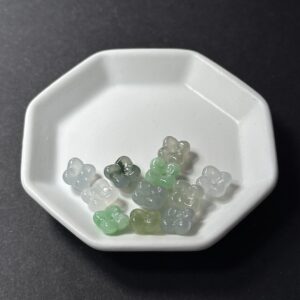 天然翡翠配件｜冰種翡翠桂花 4x7.5x7.5mm 1粒｜串珠材料