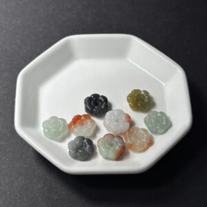 天然翡翠配件｜多彩翡翠蓮花 3x10x10mm 1粒｜串珠材料