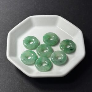 天然翡翠配件｜果綠翡翠甜甜圈 4x12x12mm 1粒｜串珠材料
