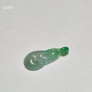 冰種陽綠飄花如意靈芝