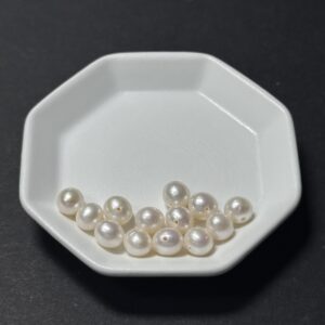 天然淡水珍珠配件｜通孔 近圓大顆粒暖白珍珠 7mm 1粒｜串珠材料
