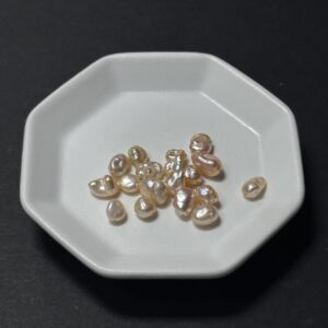 天然淡水珍珠配件｜通孔 粉金極光碎銀子珠 6mm 1粒｜串珠材料