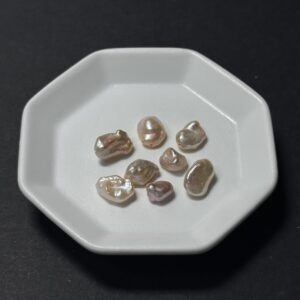 天然淡水珍珠配件｜通孔 粉金極光橘碎銀子珠 7mm 1粒｜串珠材料