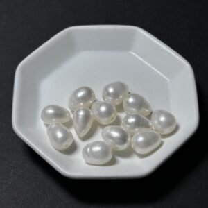 天然淡水珍珠配件｜通孔 極光米粒無核大水滴珠 9mm 1粒｜串珠材料