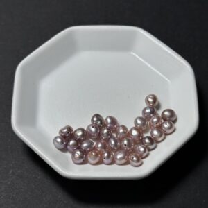 天然淡水珍珠配件｜通孔 玫紫炫金小石頭珍珠 5/6mm 1粒｜串珠材料