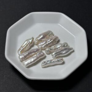 天然淡水珍珠配件｜通孔 長條白牙籤珍珠 14mm 1粒｜串珠材料