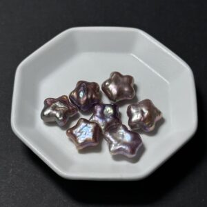 天然淡水珍珠配件｜通孔 炫彩玫紫胖星星珍珠 12mm 1粒｜串珠材料