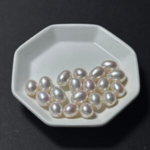 天然淡水珍珠配件｜通孔 極光白色水滴米珠 8mm 1粒｜串珠材料